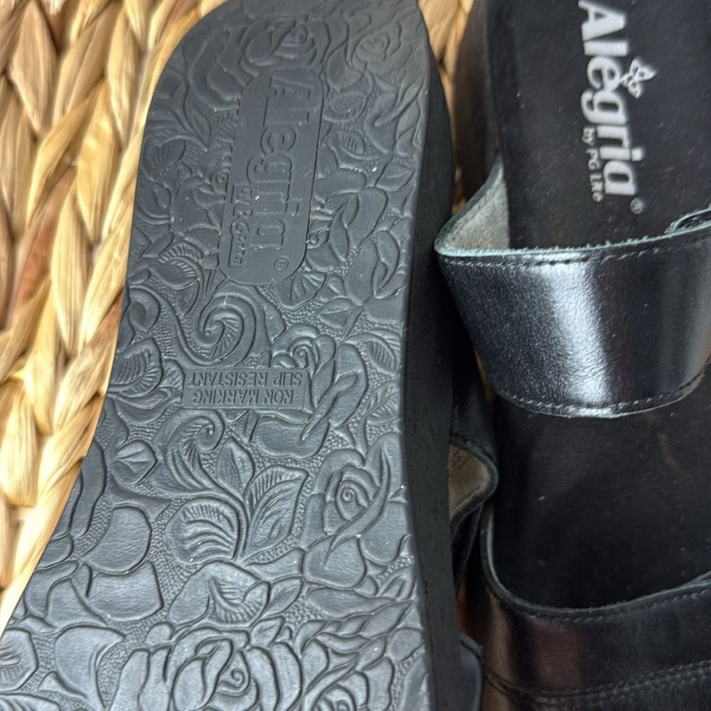 Alegria Mena Black Sandal Leather Sandal Size 7 - Picture 6 of 12